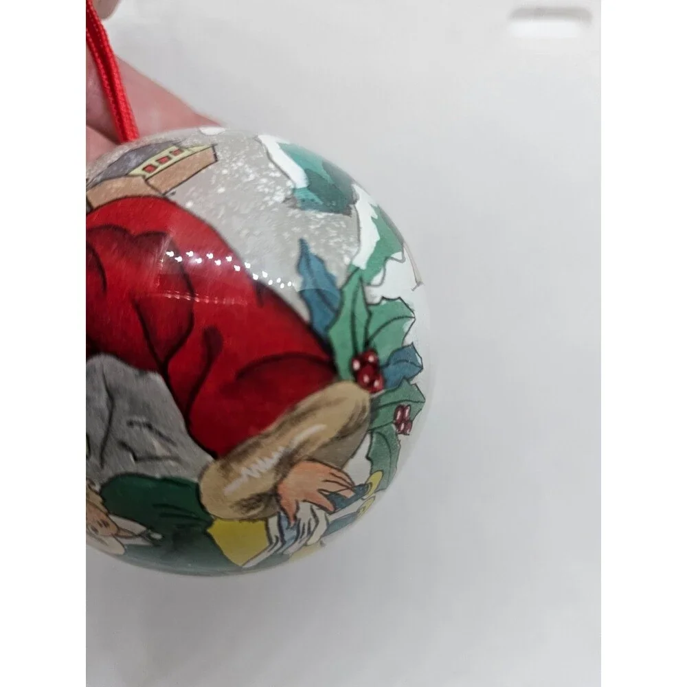 Hand Painted Santa Glass Christmas Ornament In Red Box Made in China